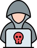 a person in a hoodie with a skull on the computer vector