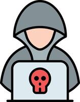 a person in a hoodie with a skull on the computer vector