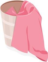 a pink towel in a bucket on a white background vector