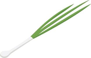 a green and white spatula with a long handle vector