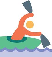 a person is paddling in a kayak vector