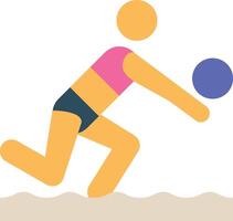 a person playing volleyball on the beach vector