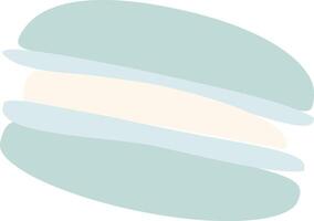 a blue and white macaron with cream filling vector