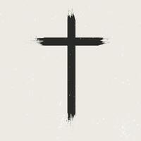 minimal grunge christian cross design vector