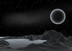 abstract futuristic space scene with wireframe digital landscape vector