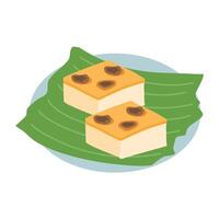 Baked cassava cake also known as Bingka Ubi Kayu vector