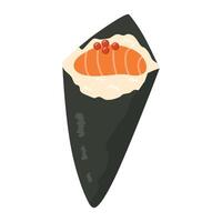 Fresh salmon temaki sushi japanese food vector