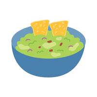 Mexican Guacamole Dip with Nacho Chips vector