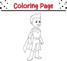 linda chico superhéroe colorante página. colorante libro para niños vector