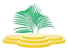 Empty Podium Frame Stage coconut leaf Background vector