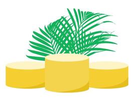 Podium Stage Frame Palm Leaves Background vector