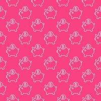 Cryptocurrency Piggy Bank Bitcoin linear seamless pattern vector