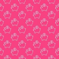 Cryptocurrency Piggy Bank Bitcoin linear seamless pattern vector