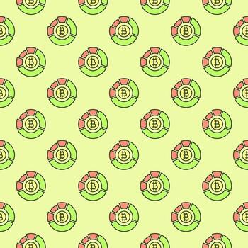 tarta gráfico con bitcoin símbolo cripto comercio estadísticas de colores sin costura modelo vector