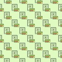 Bitcoin on Tablet Screen and Debit Card Cryptocurrency Money colored seamless pattern vector