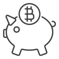 criptomoneda cerdito banco bitcoin lineal icono o logo elemento vector