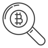 Magnifier with Bitcoin sign Cryptocurrency Search icon or symbol in thin line style vector