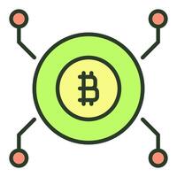 Bitcoin sign inside Circle Crypto Currency colored icon or logo element vector