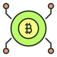 Bitcoin sign inside Circle Crypto Currency colored icon or logo element vector