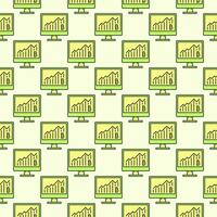 Computer Display with Bitcoin Graph Crypto colored seamless pattern vector