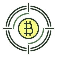 bitcoin firmar dentro objetivo cripto tecnología de colores icono o diseño elemento vector