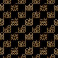 Bitcoin coins Cryptocurrency seamless pattern in thin line style vector
