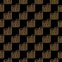 Bitcoin coins Cryptocurrency seamless pattern in thin line style vector