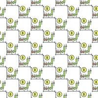 Bitcoin Trading Cryptocurrency Trade colored seamless pattern vector