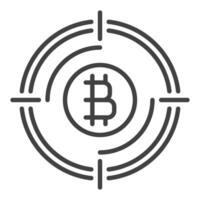 Target with Bitcoin sign Crypto Technology thin line icon or design element vector