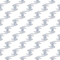 Hands with Bitcoin coin Cryptocurrency seamless pattern in outline style vector