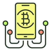 Bitcoin Sign on Smartphone Screen Blockchain colored icon or symbol vector