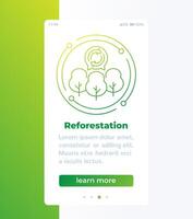 Reforestation banner with line icon vector