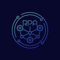 RPA icon, Robotic process automation, linear design vector