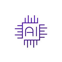 AI optimized hardware icon, line logo design vector