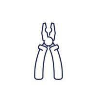 Pliers line icon on white vector