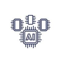 AI optimized hardware line icon on white vector