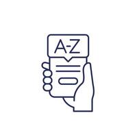 dictionary mobile app line icon vector