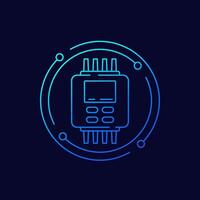 PLC icon, Programmable logic controller linear design vector