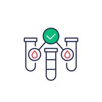 blood testing line icon with test tubes vector
