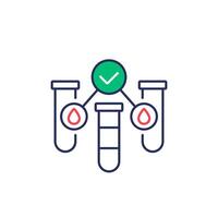 blood testing line icon with test tubes vector
