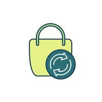 Return policy icon with a bag, return a purchase vector