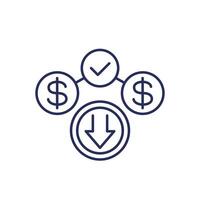 cost reduction icon, line pictogram vector