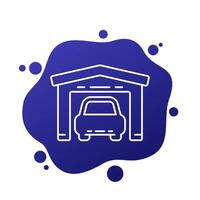 Garage line icon with a car, vector