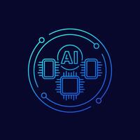 AI optimized hardware icon, linear design vector