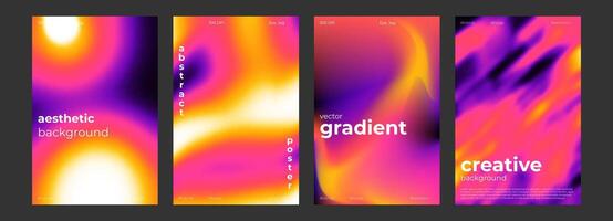 Thermal map abstract gradient cold and warm color background with infrared blurred pattern. Retro faded acid neon social media poster, stories highlight templates for digital marketing vector