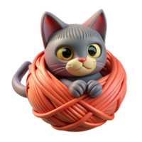 ein Katze verheddert oben im ein Ball von Garn, suchen beide frustriert und entschlossen zu Flucht png