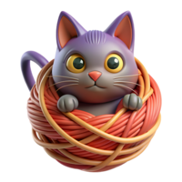 une chat emmêlé en haut dans une Balle de fil, à la recherche tous les deux frustré et déterminé à échapper png