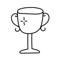 Cup award in doodle style. Isolated on white background vector