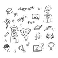 Graduation set in doodle style. Isolated on white background vector