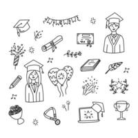 Graduation set in doodle style. Isolated on white background vector